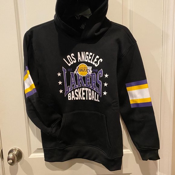 $70 Youth Boy's NBA LA Lakers Basketball Gym Fleece Hoodie Sweatshirt 14-16 XL - Picture 2 of 7